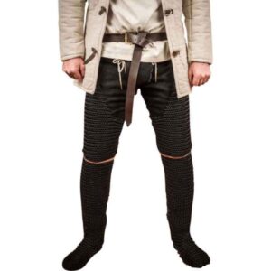 Blackened Steel Chainmail Chausses – 10mm Round Rings