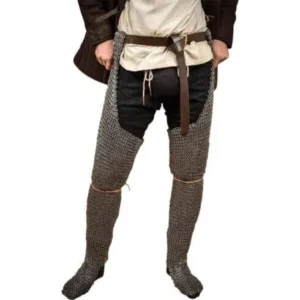 Wedge Riveted Chainmail Chausses – 9mm Flat Rings